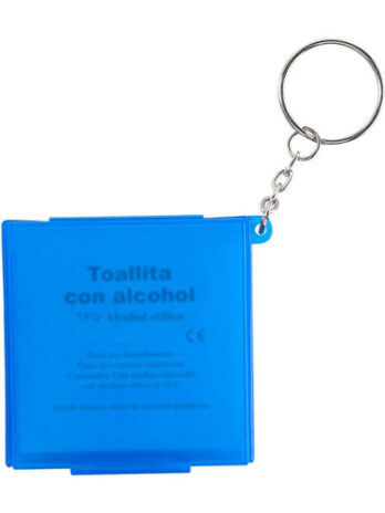 ESTUCHE-LLAVERO CON PADS DE ALCOHOL AZUL