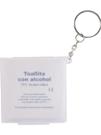 ESTUCHE-LLAVERO CON PADS DE ALCOHOL BCO