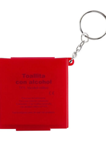 ESTUCHE-LLAVERO CON PADS DE ALCOHOL ROJO